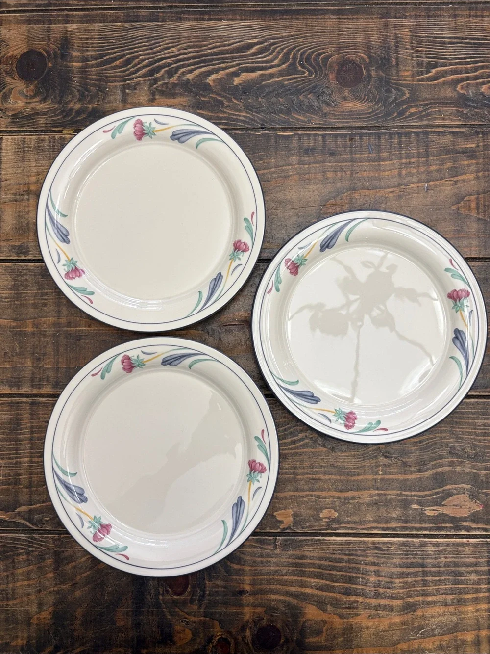 Lenox ChinaStone Poppies On Blue Salad Plates - Set of 3